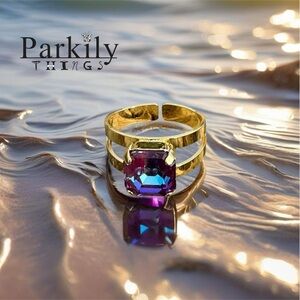 Handcrafted ring made with burgundy delite Swarovski crystal adjustable fit